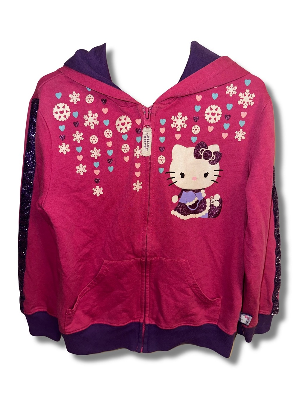 2011 Hello Kitty Glitter Snowflake Zipper Hoodie
